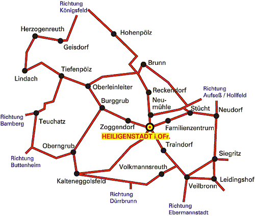 Übersichtskarte der Gemeindeteile von Markt Heiligenstadt